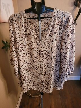 Maurices Plus Print V-Neck Blouse